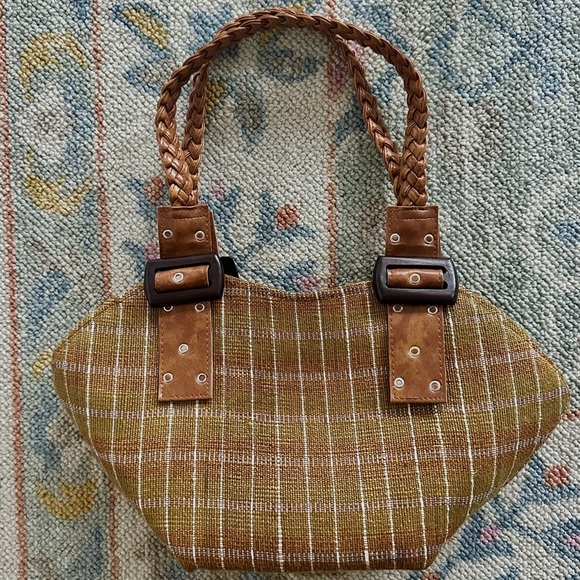 Vintage Handbags - funky vintage woven plaid shoulder bag
